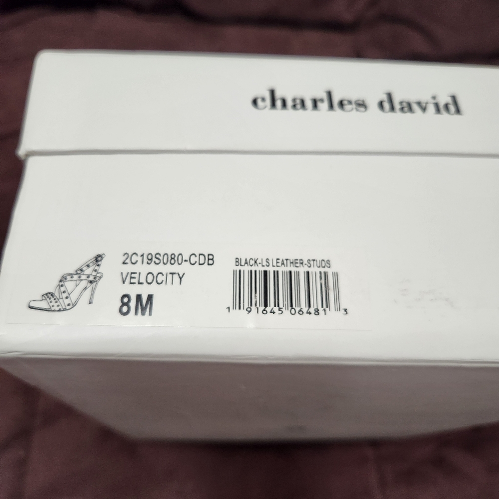 NWT Charles by Charles David Blk Velocity Studded Strappy Stilleto Heels. Sz 8B - Picture 9 of 10
